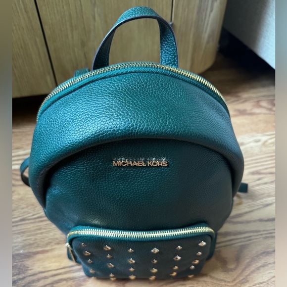 Michael Kors - Erin Medium Green Studded Backpack - Picture 15 of 15